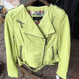 Chartreuse genuine leather jacket.